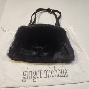 Ginger Michelle Black Faux Fur  Handwarmer Shoulder Bag With Original Dust Bag